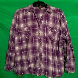 Bit and Bridle Womens flannel top 2X long sleeve breast pockets Tab sleeve